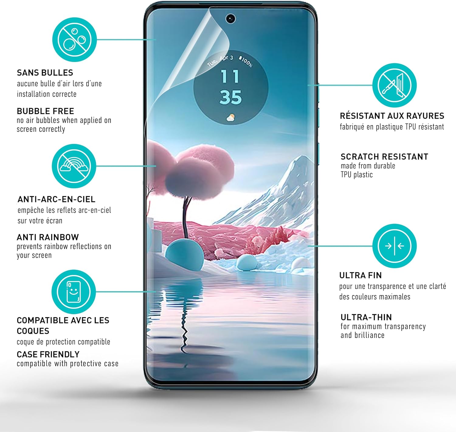 Detalle de smartect Protecteur d’écran TPU (2 + 2 pièces) pour Motorola Edge 40 Neo — écran + protection caméra