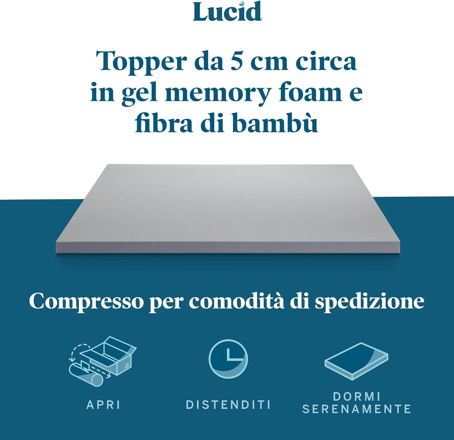 Detalle 2 de LUCID Topper 5 cm memory gel 80 x 190 cm
