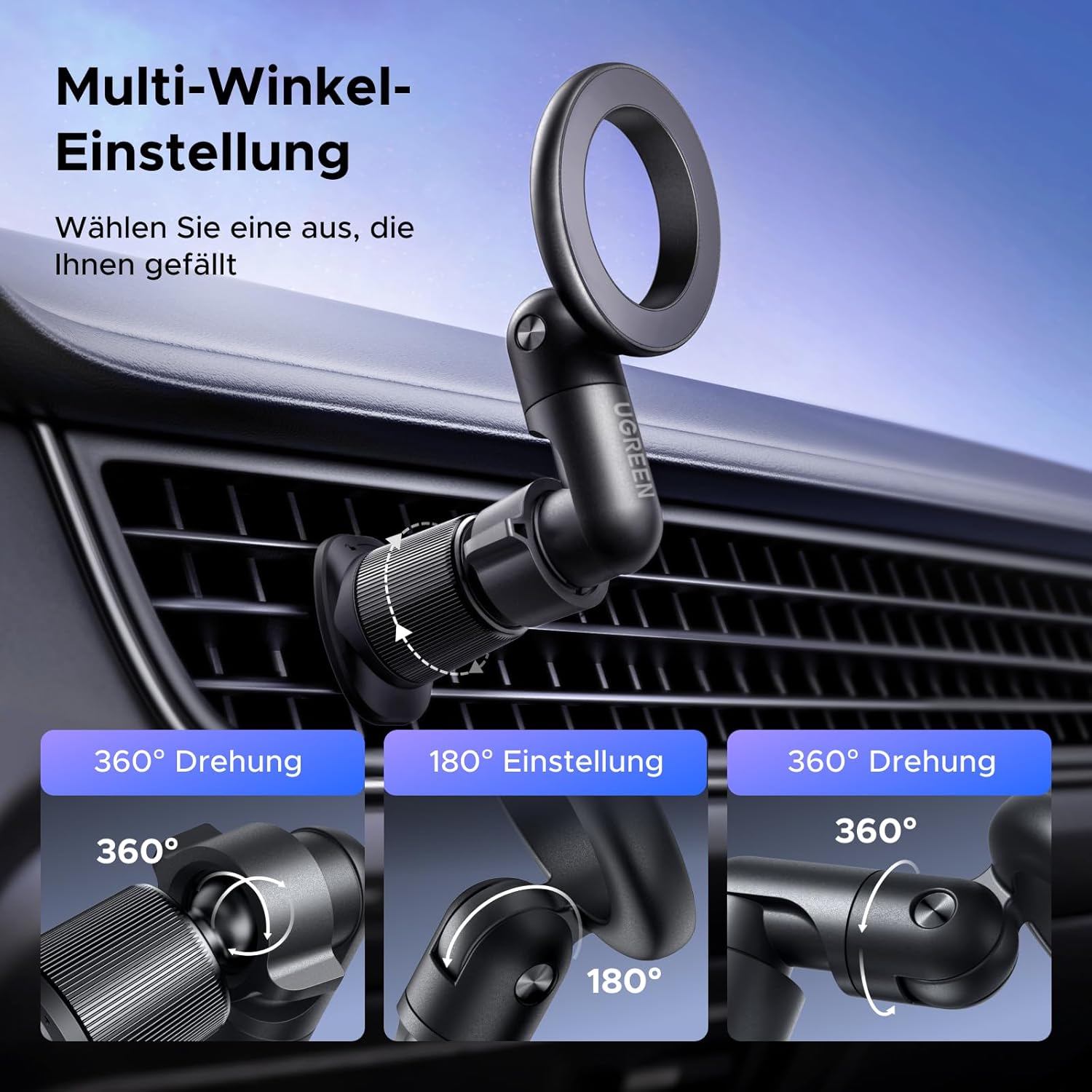 Detalle 2 de UGREEN MagSafe Autohalterung 20 Magneten