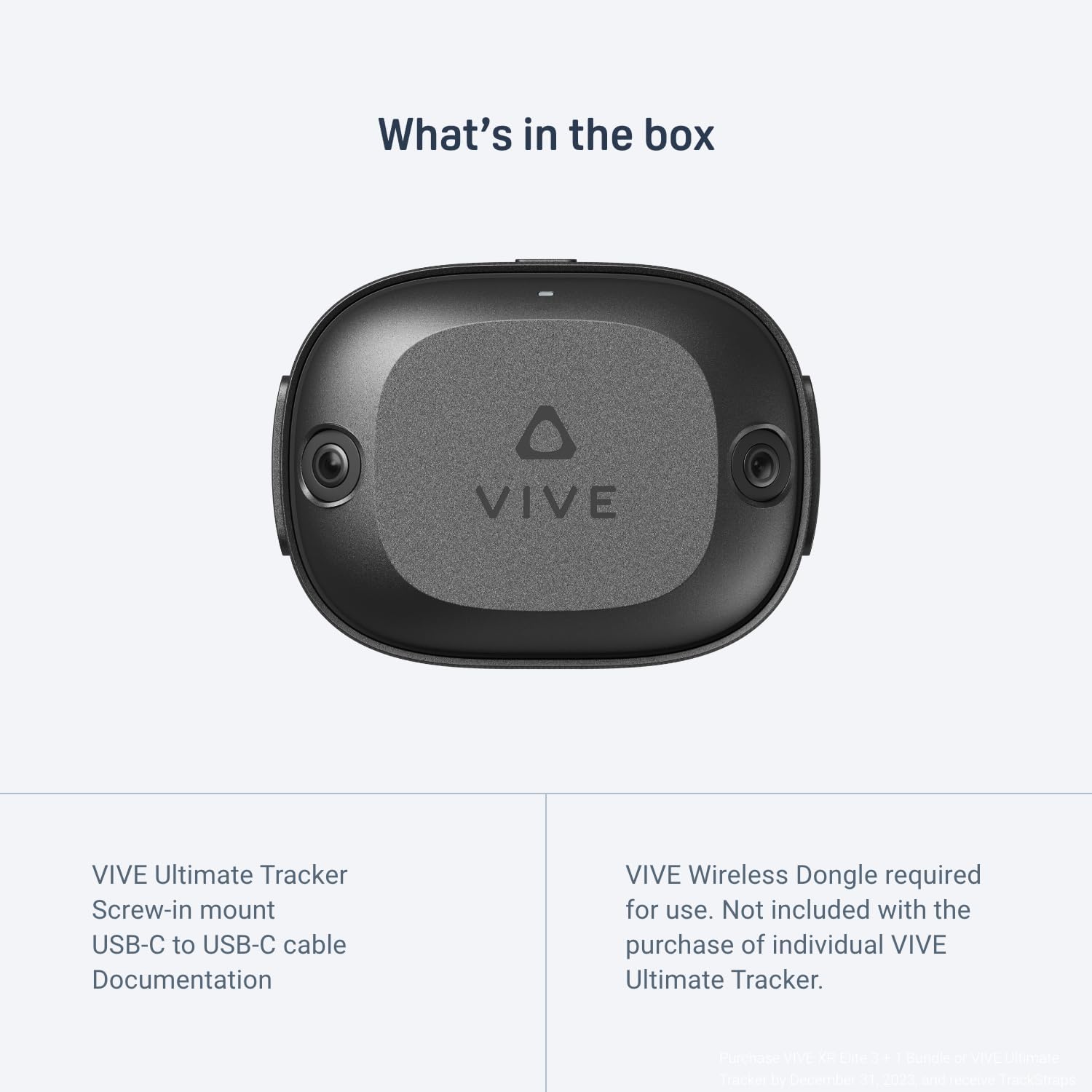 Detalle de VIVE Ultimate Tracker per Visore XR All-in-One – Tracciamento 6DoF per VR senza stazioni base