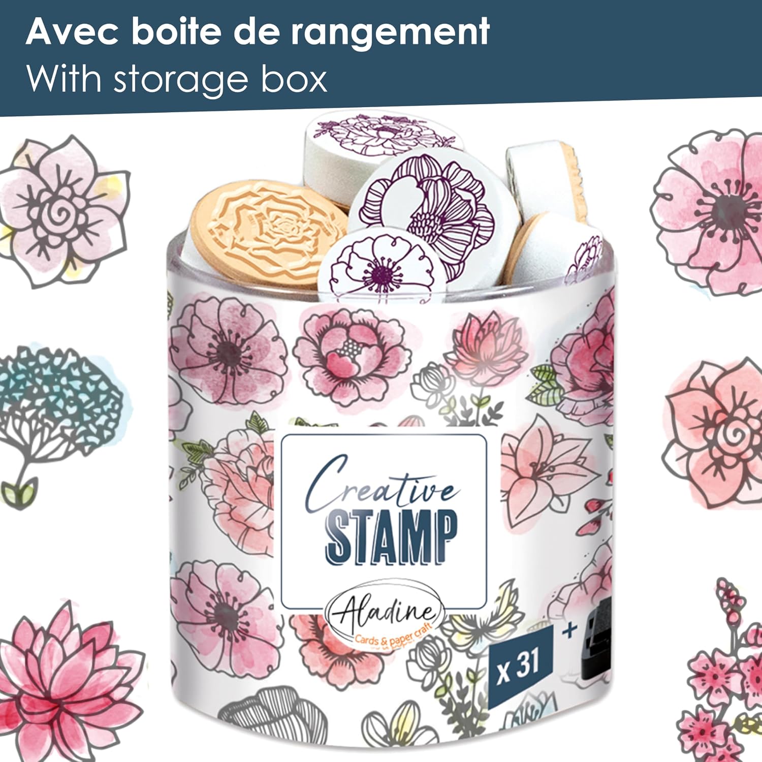 Thumbnail 6 de Aladine 31 Stempel-Set Blumen – Stempelkit für Karten, Scrapbooking und Bullet Journal