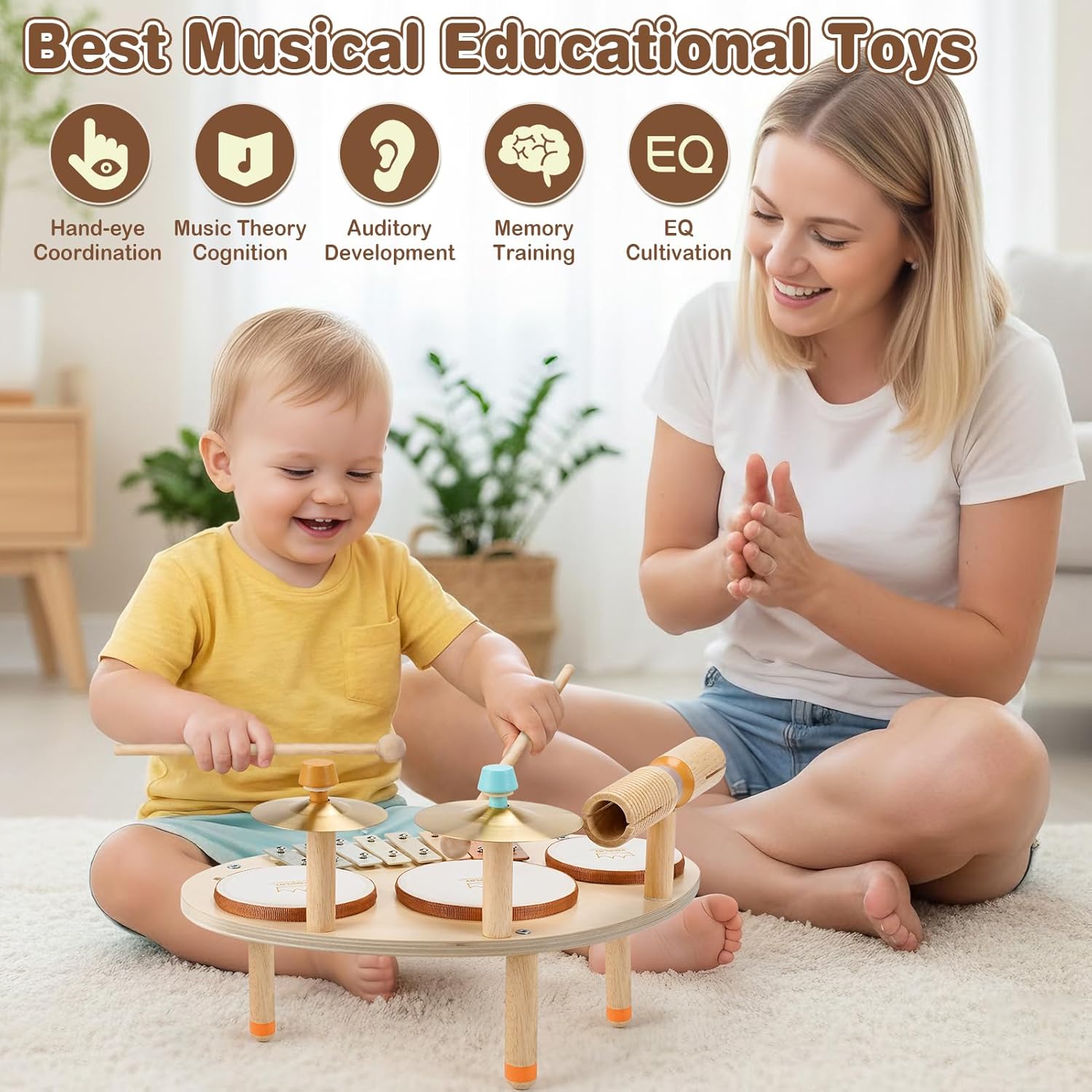 Thumbnail 3 de Vanplay Giocattoli Bambino strumenti musicali per bambini: tamburo in legno 9 in 1