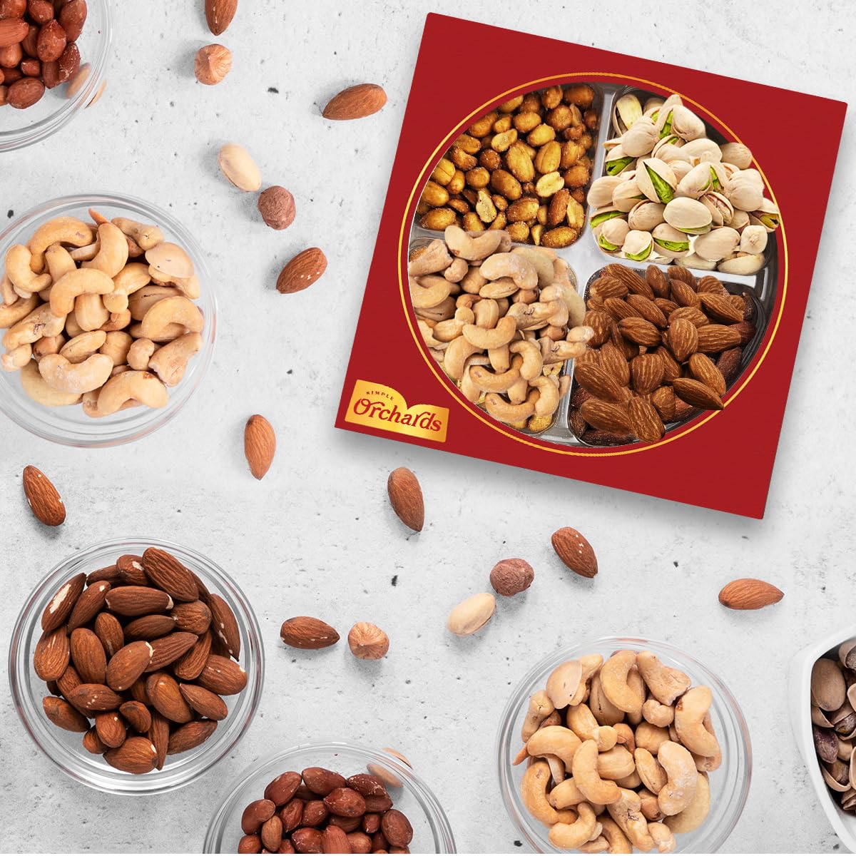 Thumbnail 5 de Simple Orchards Cravings Gourmet Nuts Gift Basket, 4-Section Mixed Nut Gift Box