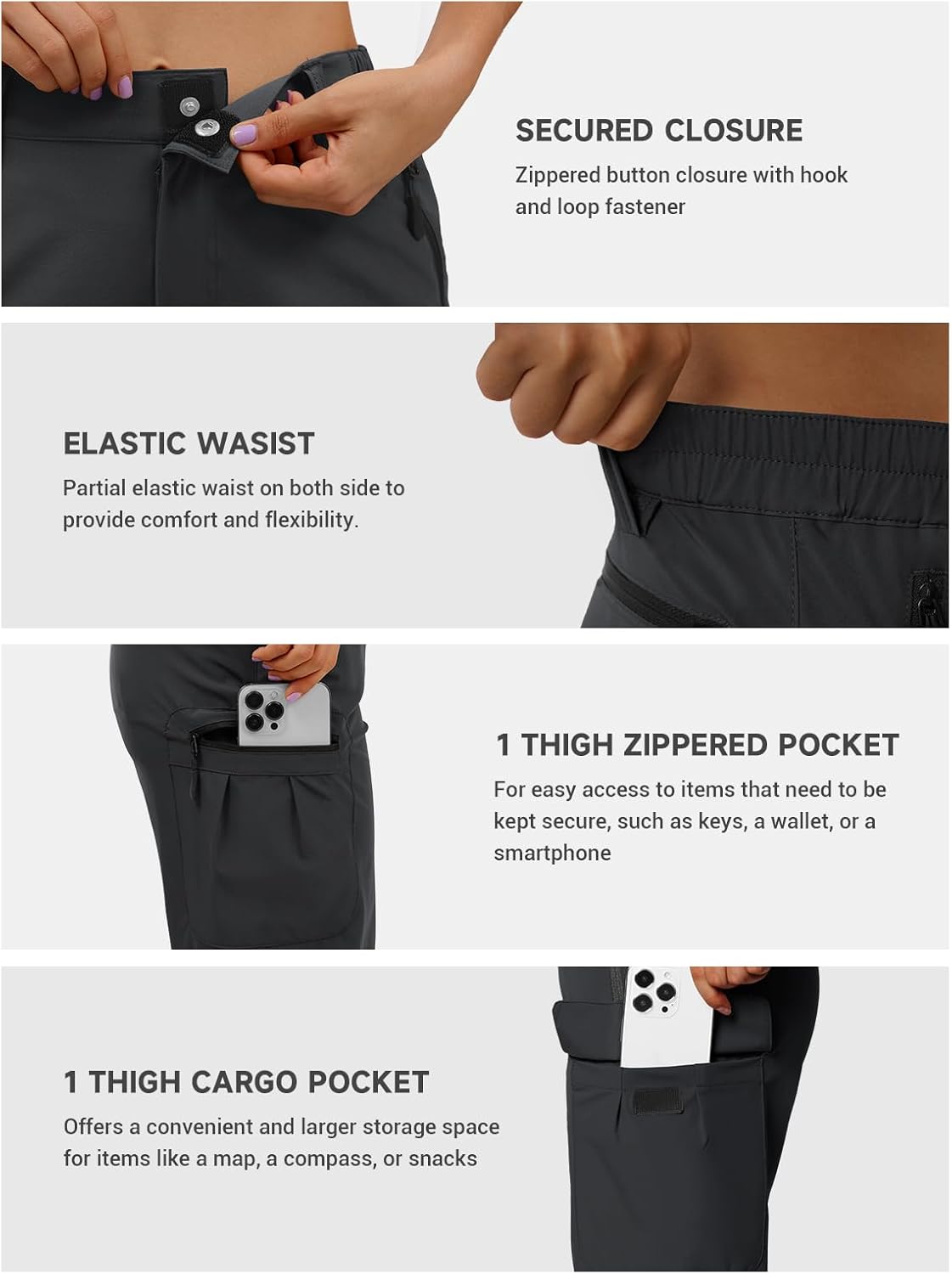 Thumbnail 6 de Moosehill Women’s Hiking Pants Cargo with Quick-Dry Stretch & 5 Deep Pockets