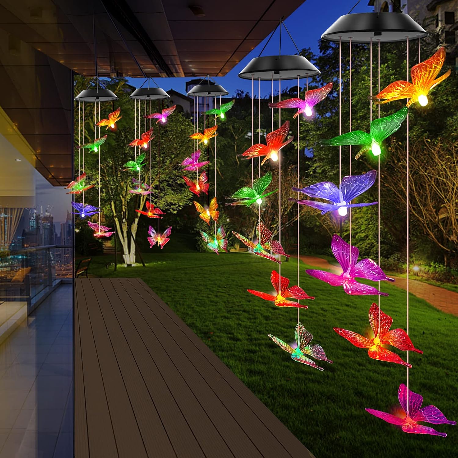 Detalle de WENANA Solar Wind Chime, Purple Butterfly