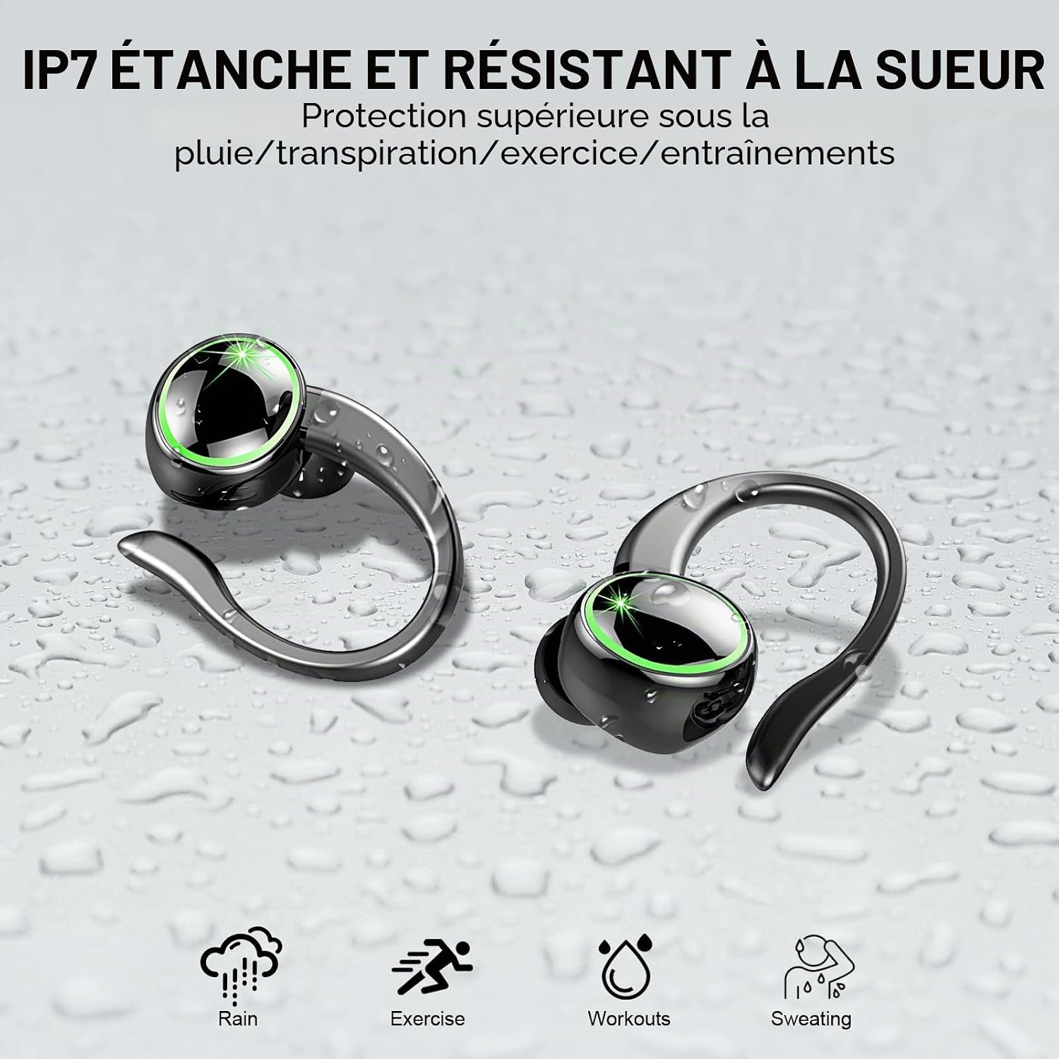 Detalle de Ecouteurs Bluetooth sans Fil Sport 2026 — HiFi, ANC ENC et IP7, 50 h d’autonomie