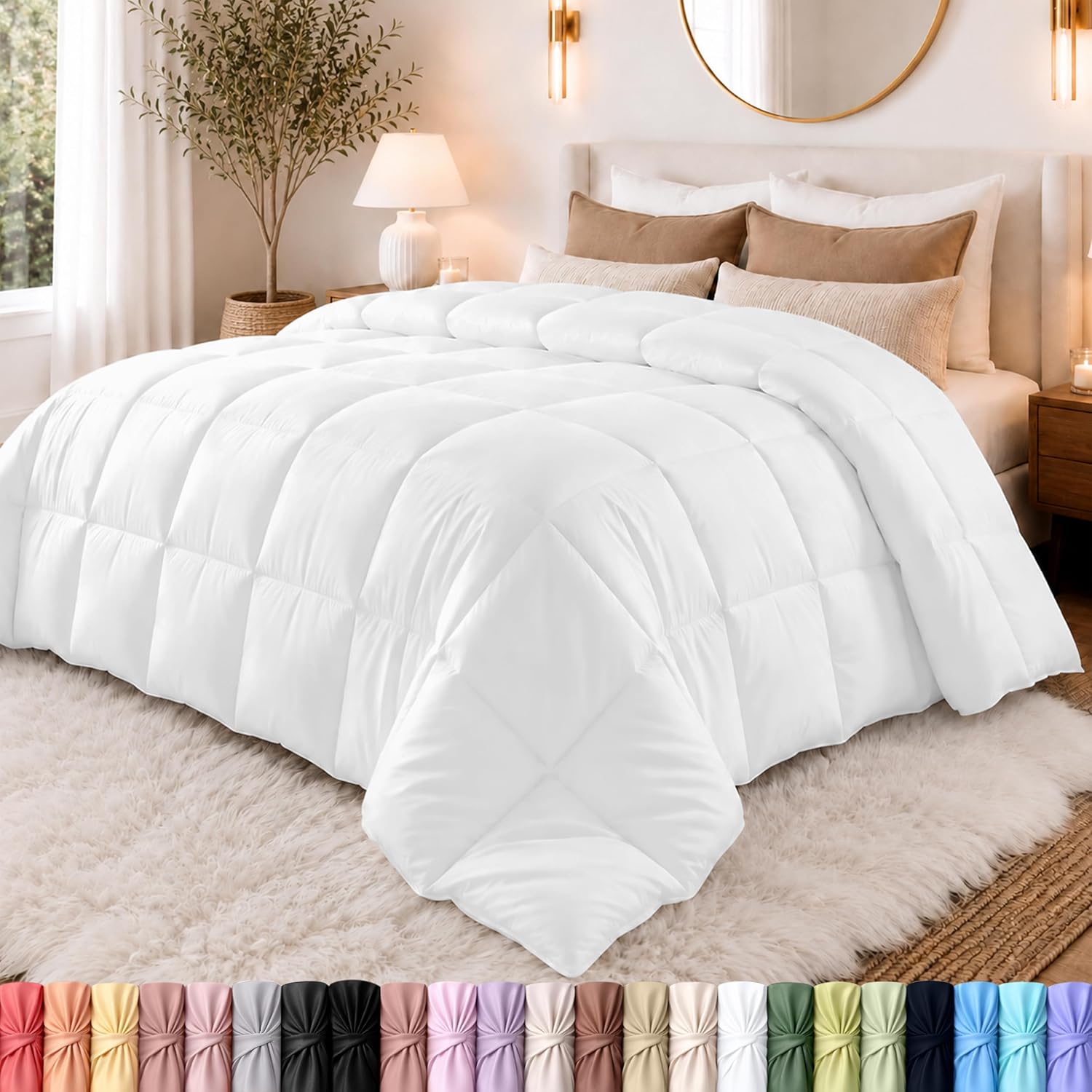 Detalle de Utopia Bedding UB0060 Queen Comforter, 88 x 88 Inches, White, Box-Stitched