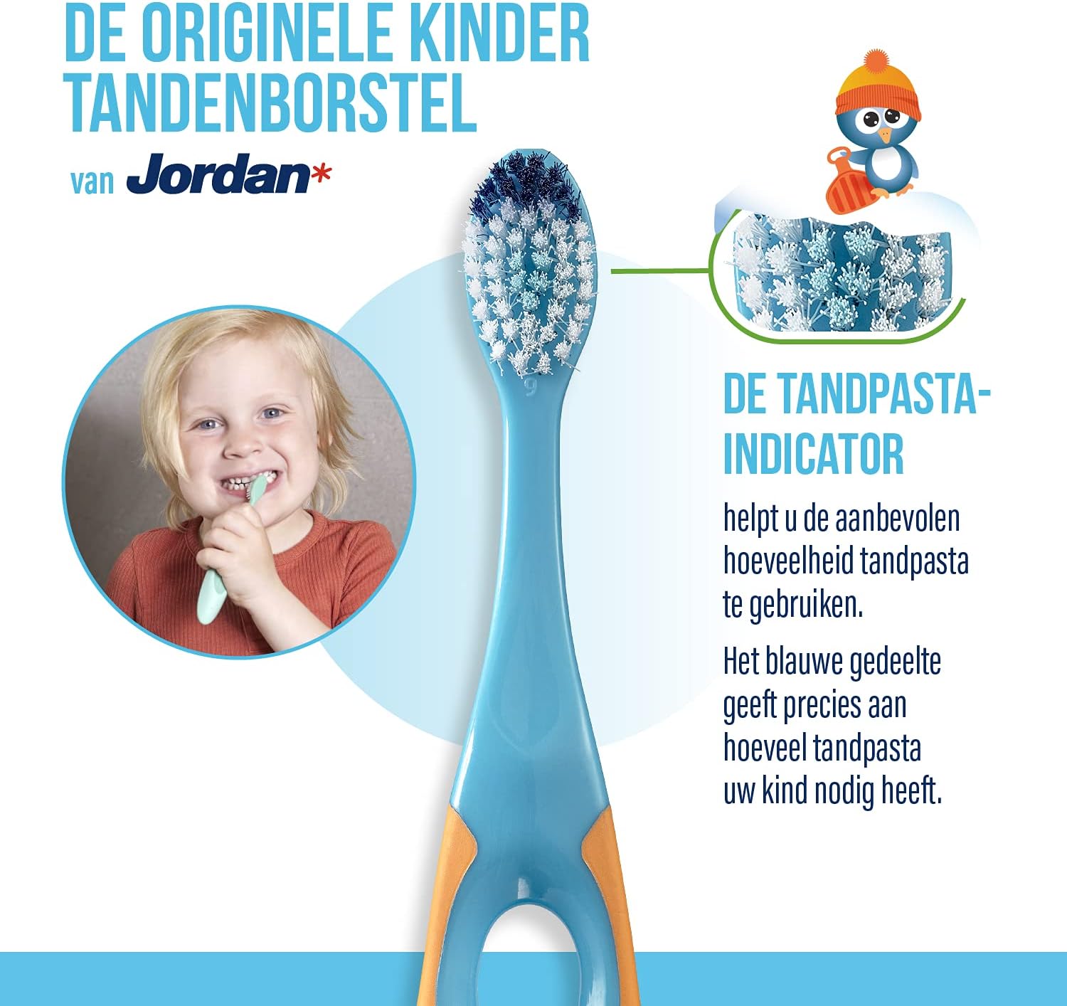 Detalle de Jordan Step 2 kindertandenborstel voor 3- tot 5-jarigen, zachte haren, dubbele handgreep, 4 stuks