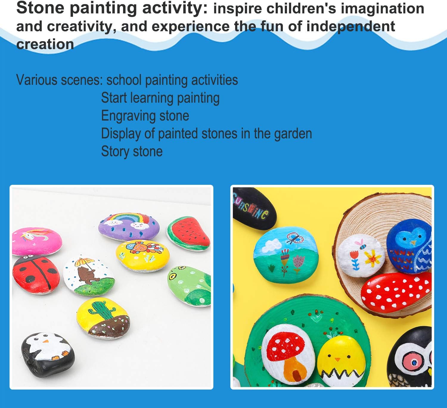 Thumbnail 5 de Hisredsun Painting Rock 48 pcs natural pebbles 🪨