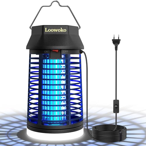 Detalle de Loowoko Insektenvernichter elektrisch mit 3 m Verlängertem Kabel – 4200V, LED-Licht, IPX4