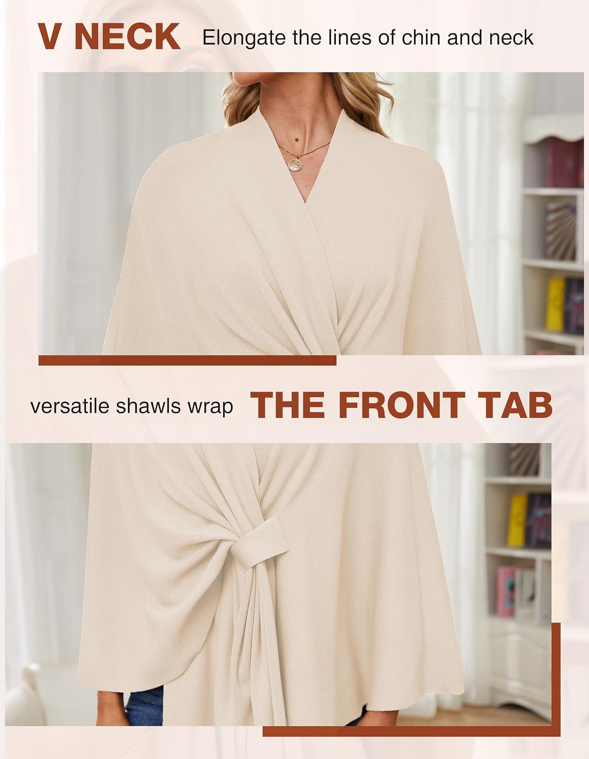 Detalle de PULI Women’s Elegant Shawl Wrap Poncho Sweater (Soft Open Front, One Size)