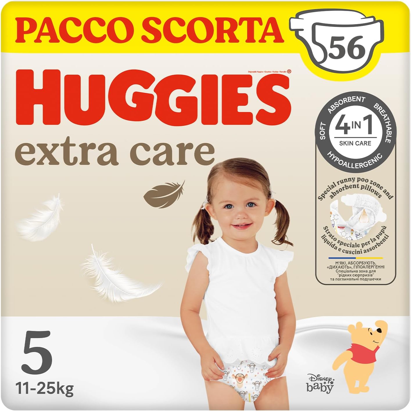 Detalle de Huggies Extra Care Pannolini Taglia 5 (12-17 kg) Design Disney – Pacco Scorta da 56 Pz