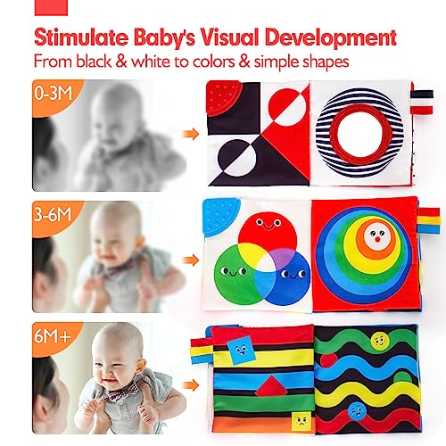 Detalle de hahaland Libros Bebe 0–12 Meses, 2 Unidades de Libros de Tela Sensoriales