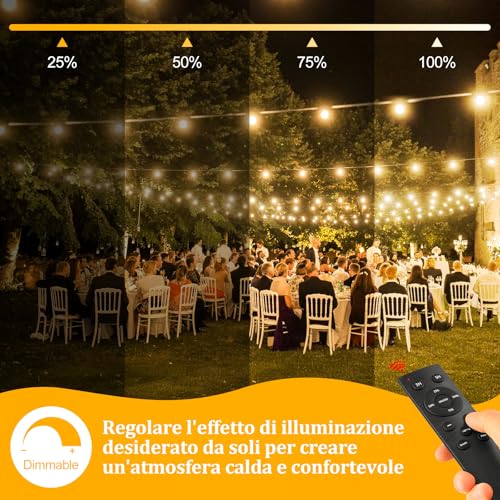 Detalle de Warlisou Catena Luminosa Esterno Dimmerabile 20 m con Telecomando IP44 – Bianco Caldo