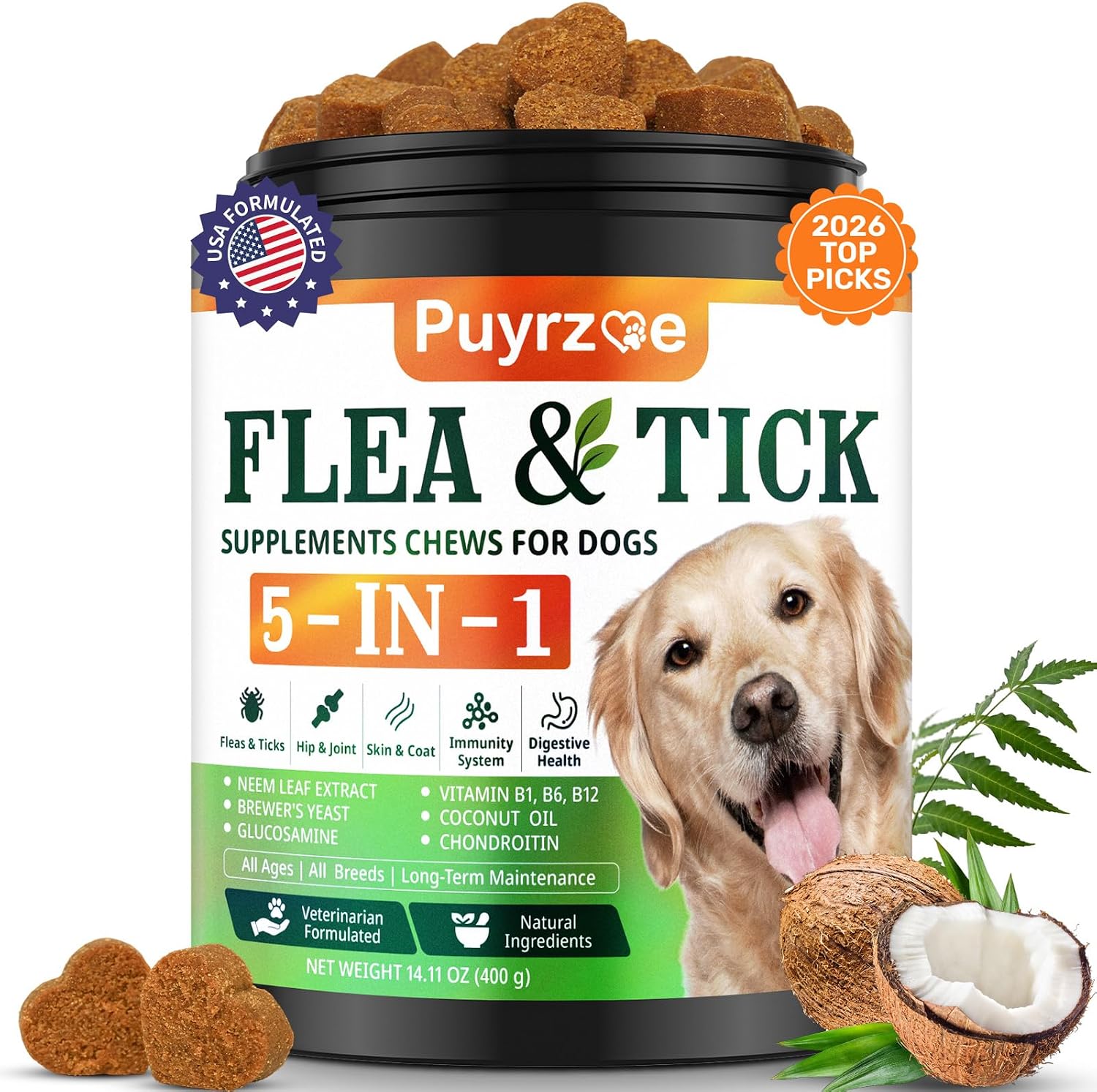 Detalle de Puyrzoe Dog Flea and Tick Chews 5-in-1