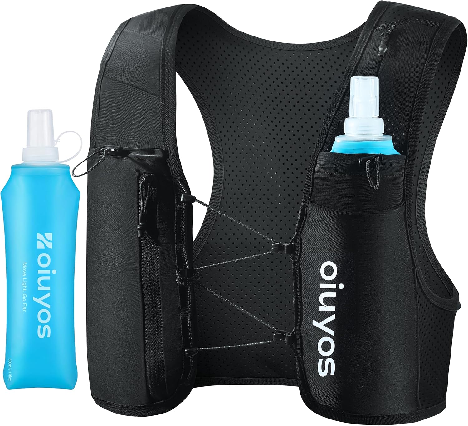 Imagen de Oiuyos Running Vest for Women & Men — Adjustable Chest Straps, 500ml Hydration Flask, 8 Pockets, Lightweight Reflective Vest en OfertitasTOP