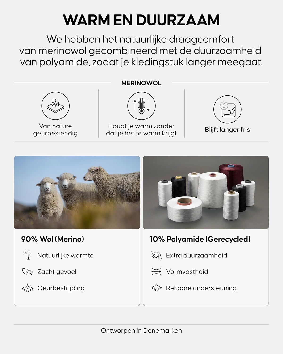 Detalle de DANISH ENDURANCE 183000 thermoset voor heren van merinowol, 250 g/m²
