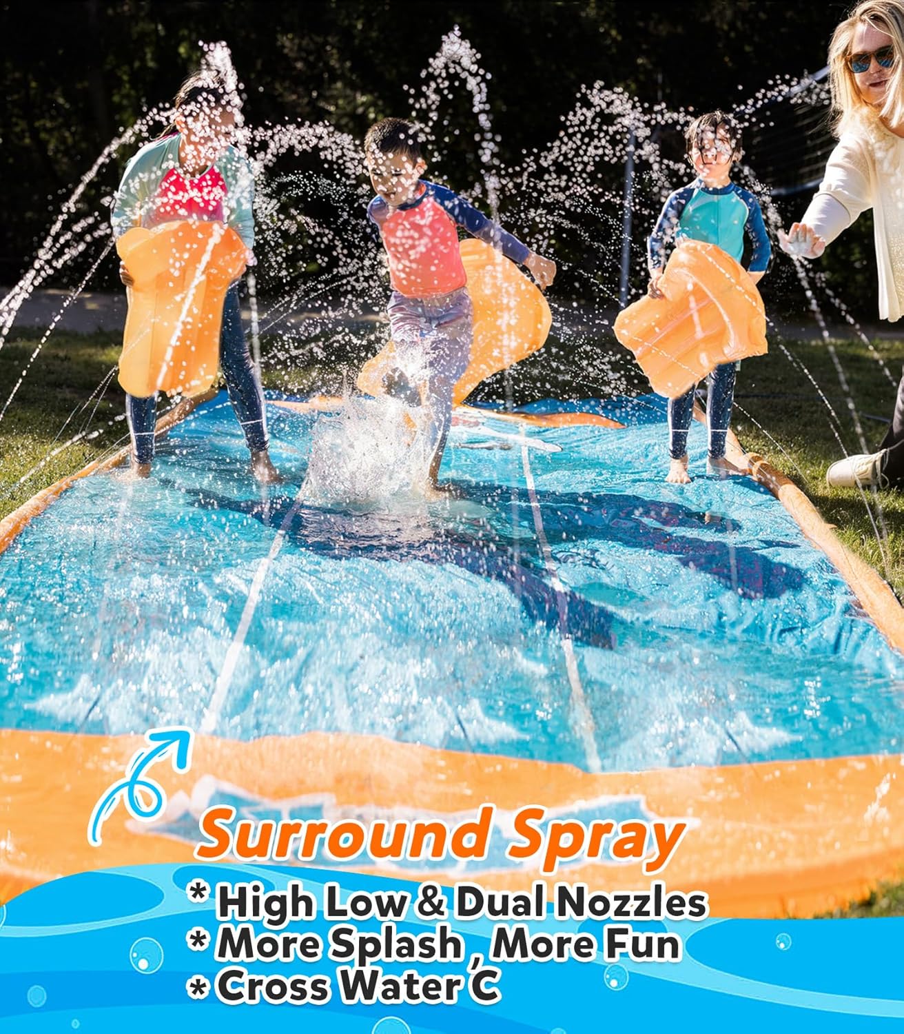 Thumbnail 2 de Spring Water Slip and Slide with 3-Lane Racing for Kids (22ft x 7ft) with Sprinkler