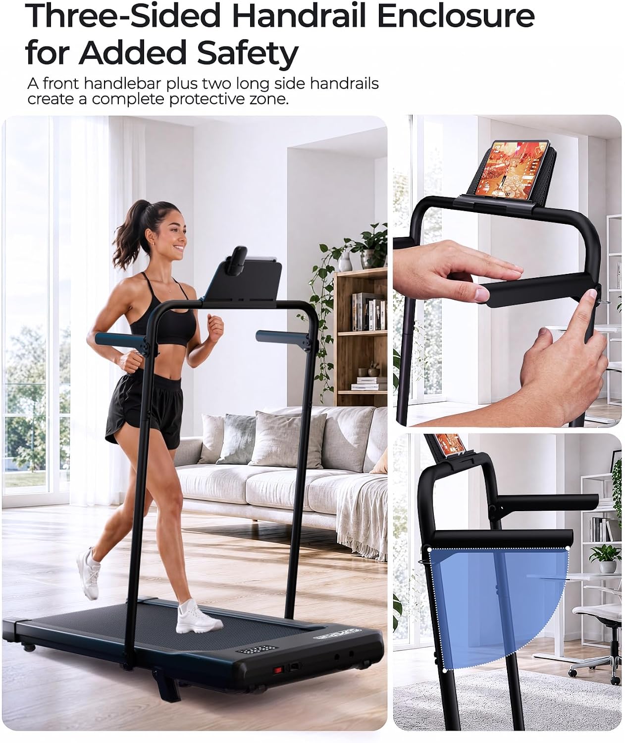 Detalle de Superun BA09-F4 Walking Pad Treadmill, 6% Incline, 2.5 HP, 0.6–3.8 MPH