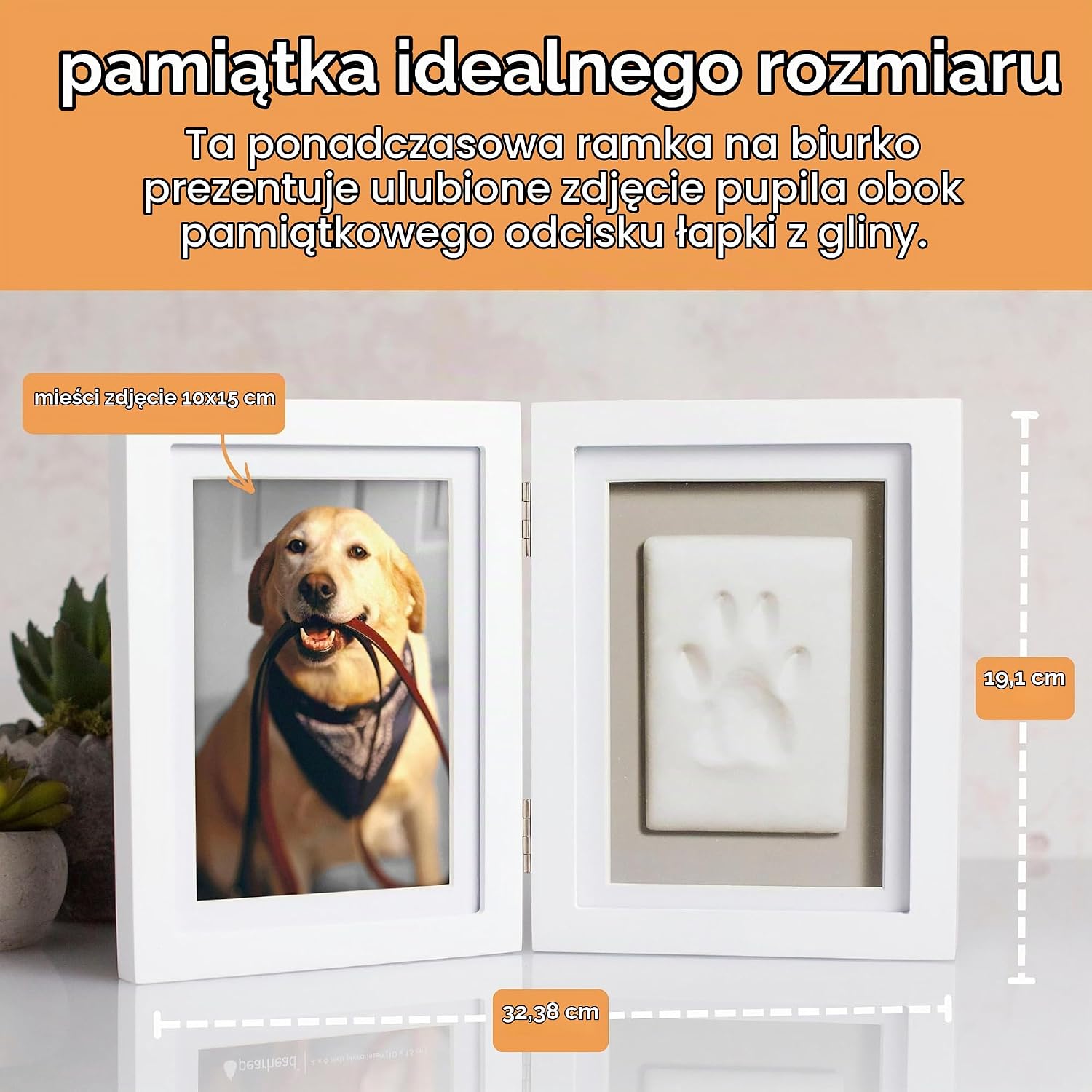 Thumbnail 3 de Pearhead 83016 – biała ramka na zdjęcie i odcisk łapy z gliną