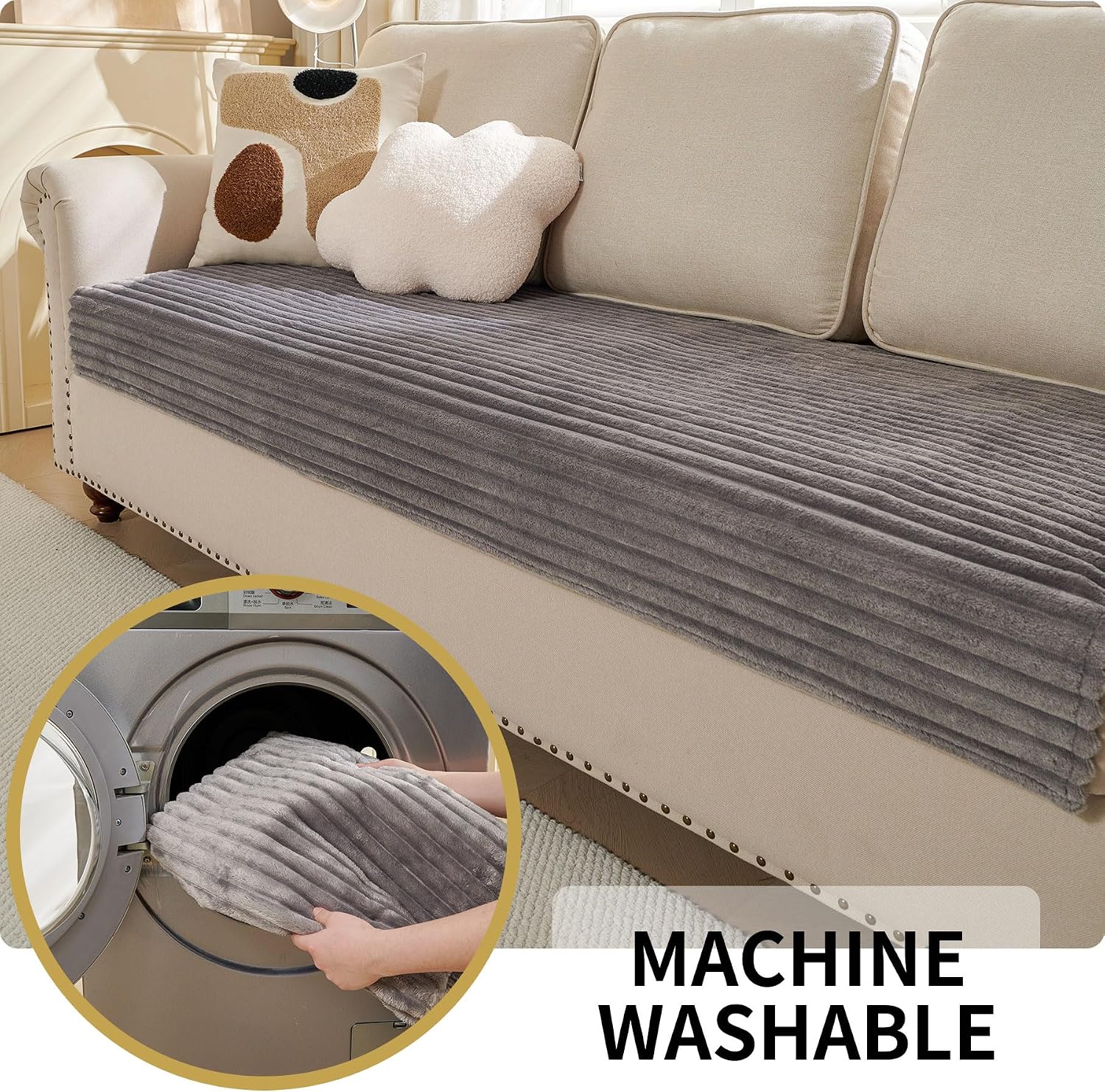 Detalle 2 de HAOMAIJIA Waterproof Couch Cover for Dogs (Grey, 35" x 74")