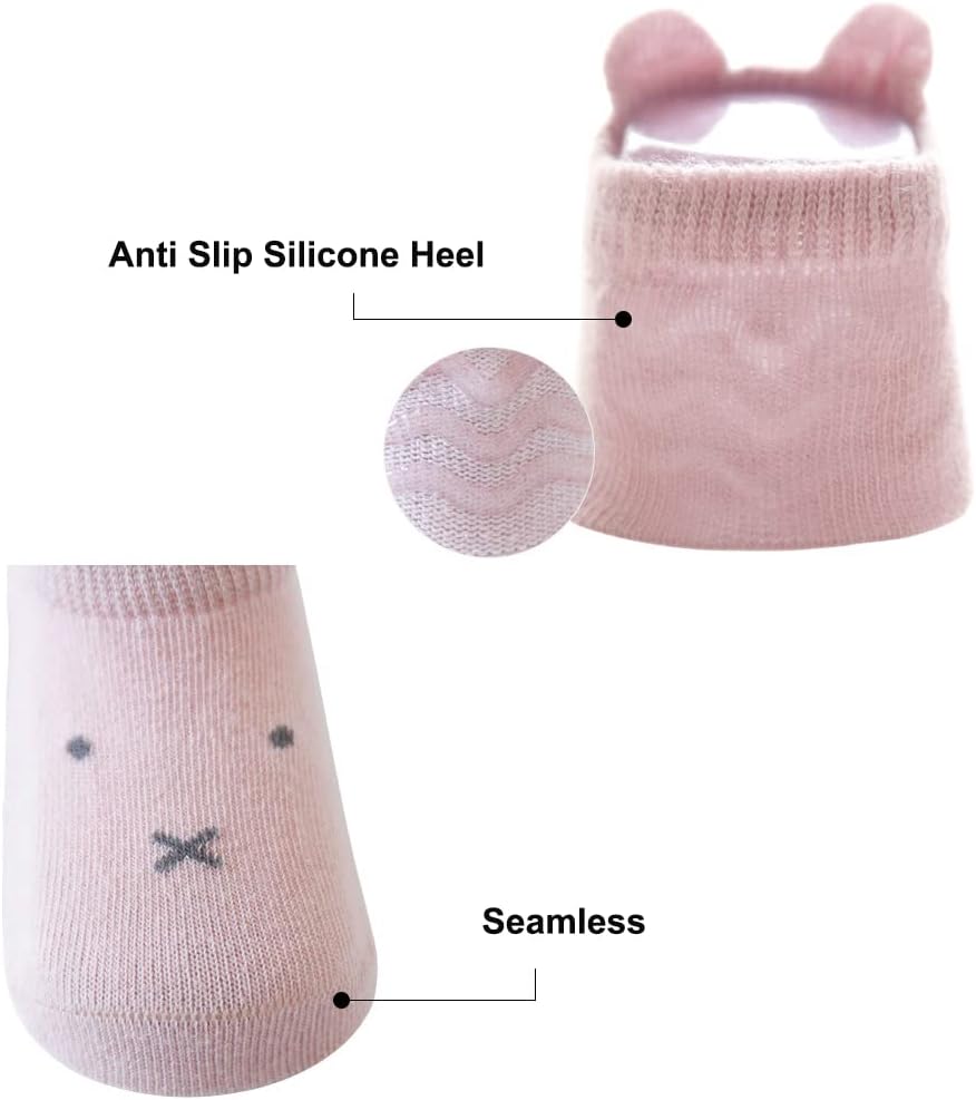 Detalle 2 de Exemaba Baby non-slip grip ankle socks (5 pairs) for toddlers – cartoon anti-skid socks