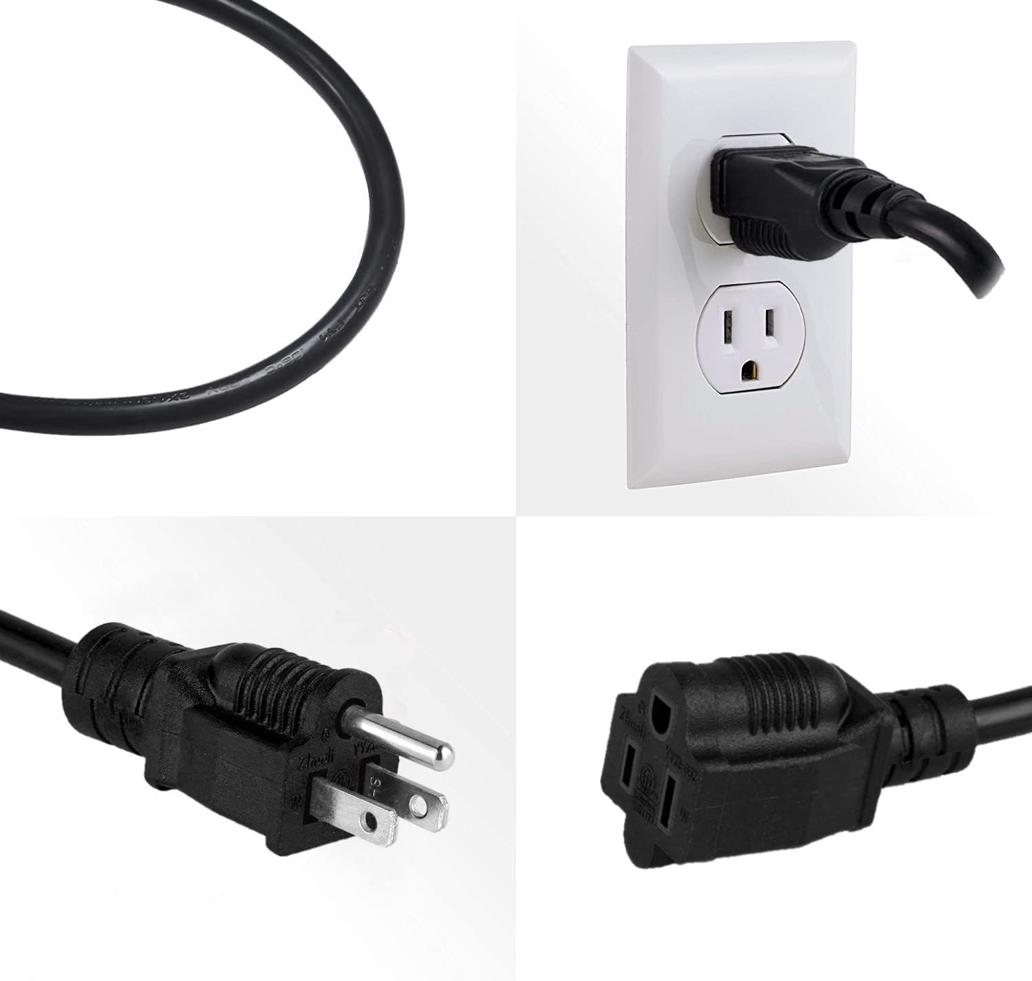 Thumbnail 3 de Belllights B-05 3-Foot 16 AWG SJTW 3-Prong Extension Cords, 2-Pack, ETL Listed