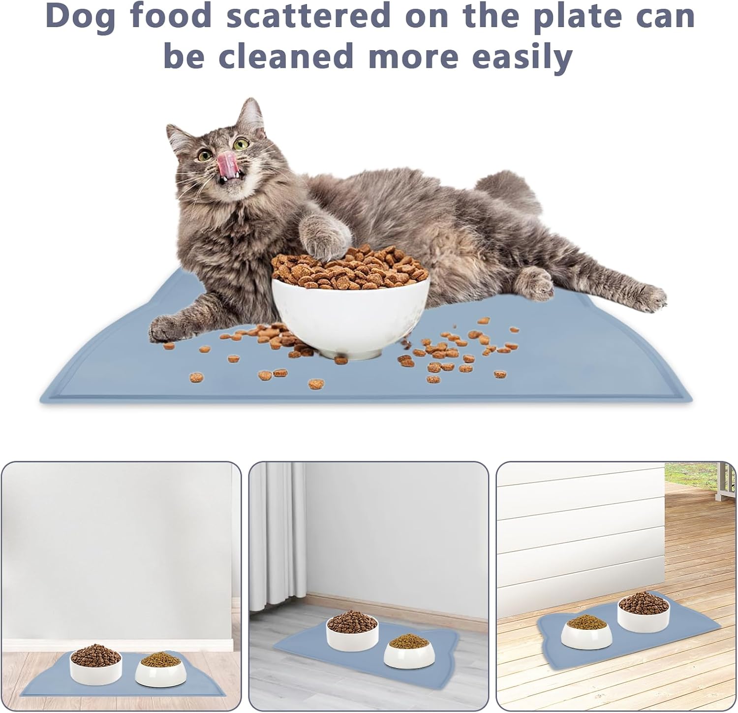 Thumbnail 6 de Emwel Cat Food Mat: Thin Silicone Bowls Placemat for Small Cats