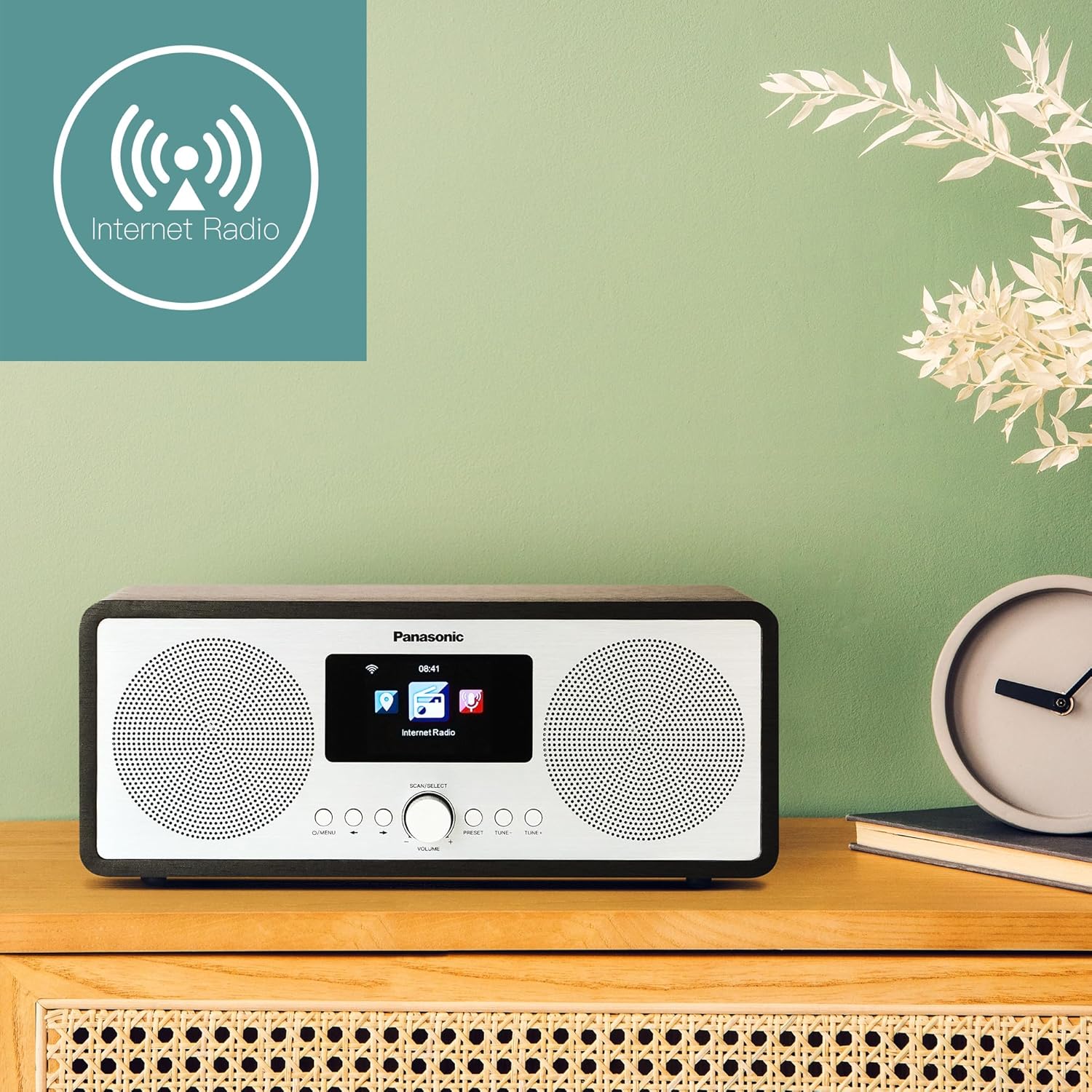 Detalle 2 de Panasonic RF-D40EG-K : radio Internet, DAB+/FM, Bluetooth et Wi‑Fi avec télécommande et écran couleur