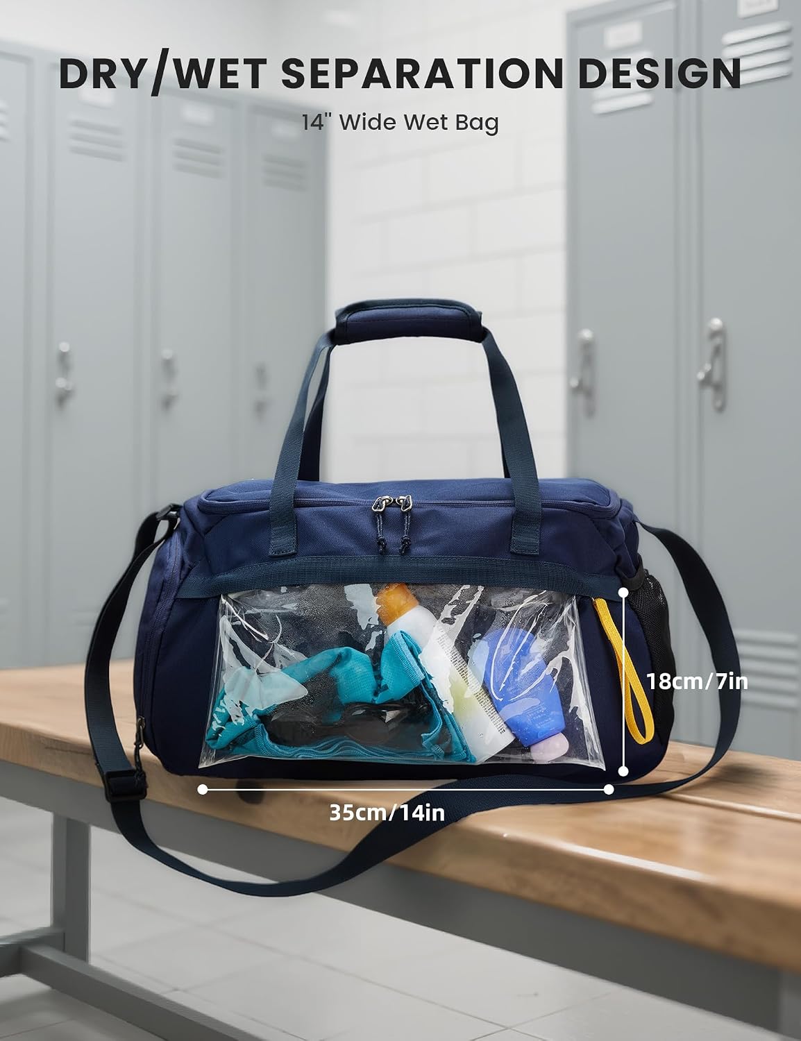 Detalle de SKYSPER 35L Sporttasche & Reisetasche mit Schuhfach und Nassfach – 48 x 26 x 27 cm, 35 L