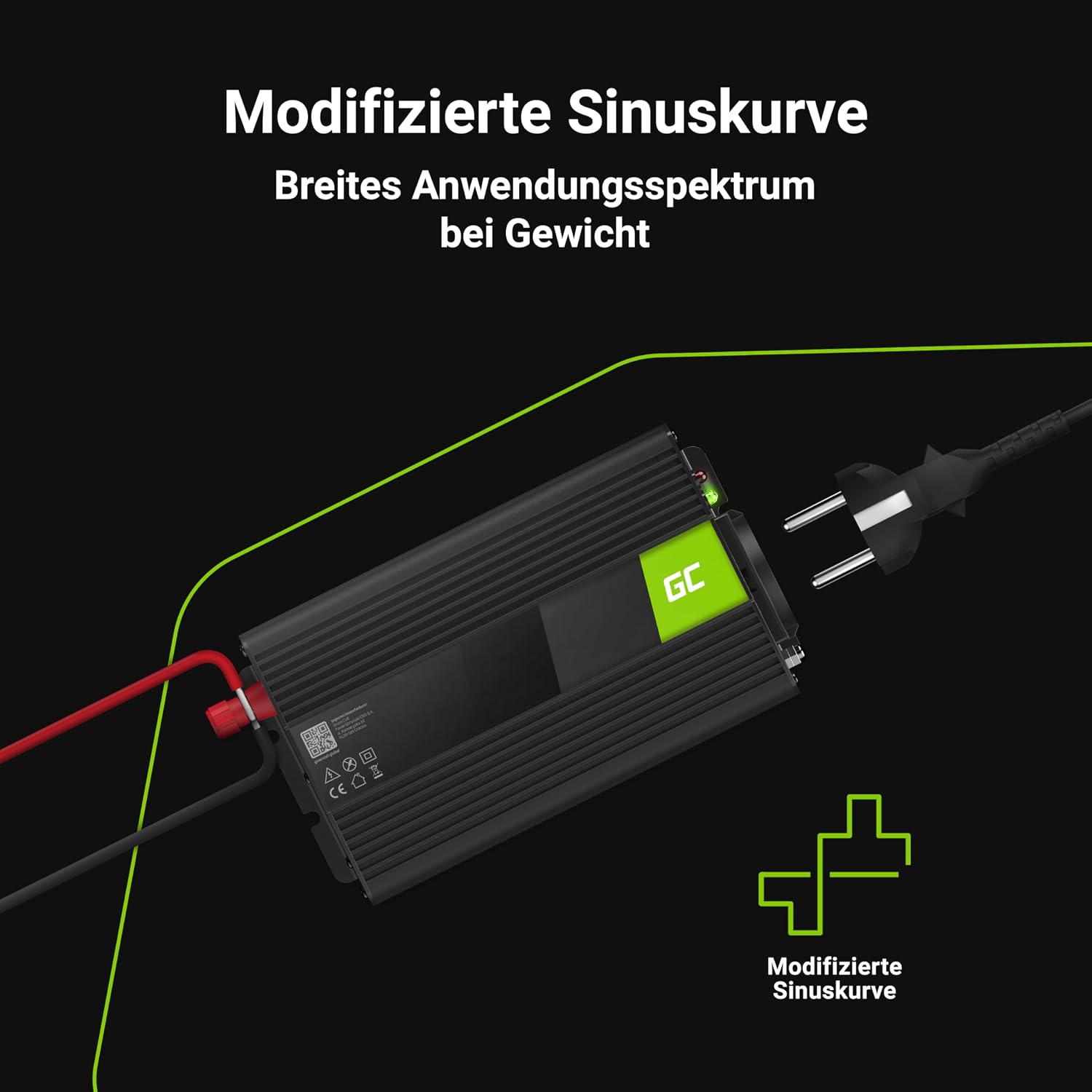 Detalle 2 de Green Cell 1000W Wechselrichter 12V auf 230V 🔌