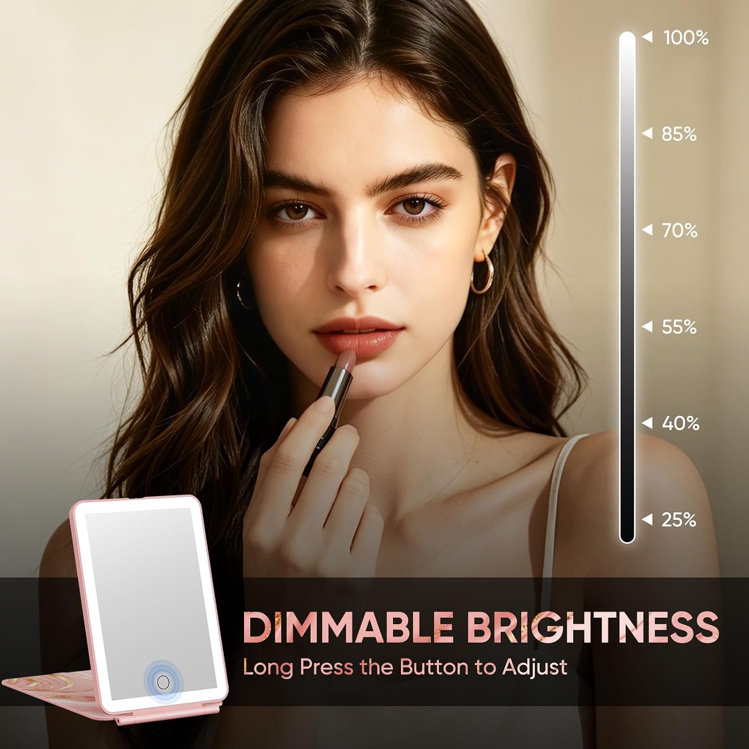 Thumbnail 5 de FUNTOUCH Rechargeable Travel Makeup Mirror, 72 LEDs, 3 Light Colors