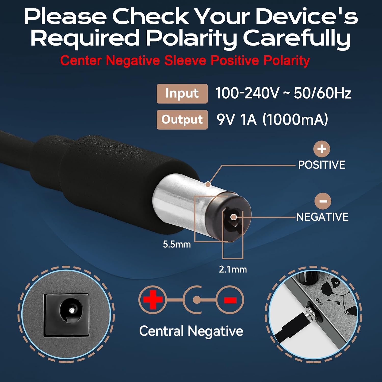Thumbnail 3 de iLitLuk 9V DC 1A Pedal Power Supply Adapter for Guitar Effects Pedals