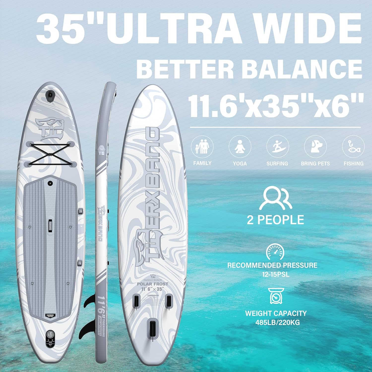 Detalle de TIGERXBANG Tavola SUP Gonfiabile con sedile fino a 200kg: paddle board 353 x 89 cm