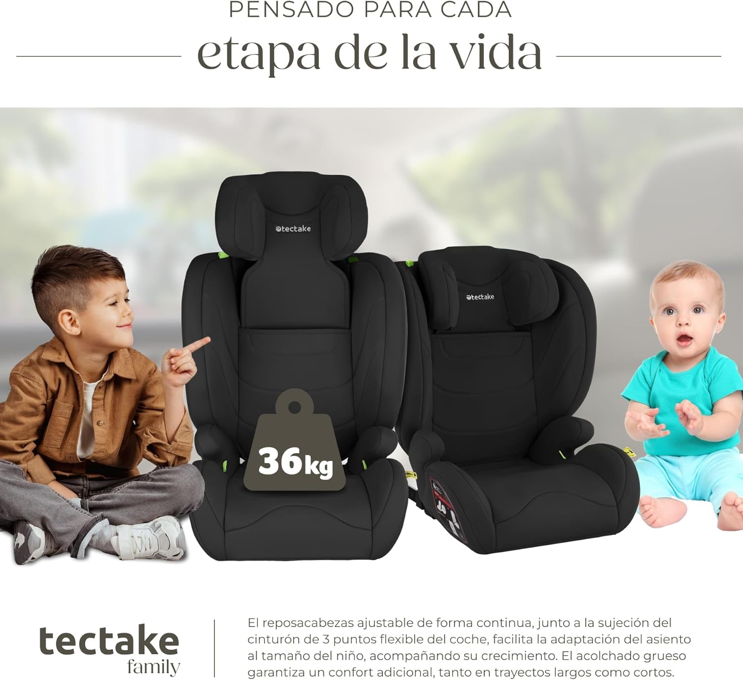 Detalle 2 de tectake Silla de Coche Infantil i‑Size 100–150 cm