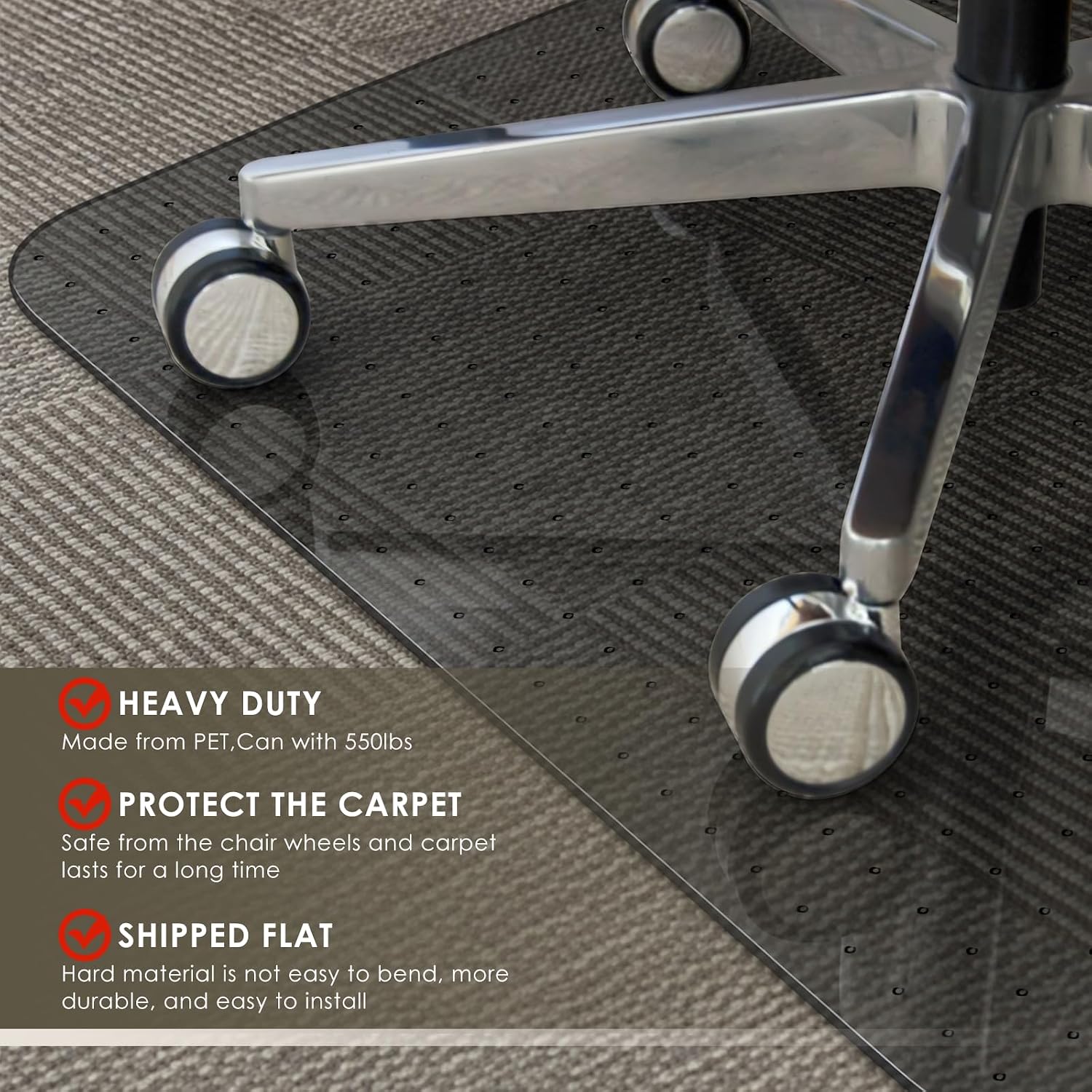 Thumbnail 6 de Azadx AZDPET-01 Heavy Duty PET Chair Mat for Carpet, 32" x 48
