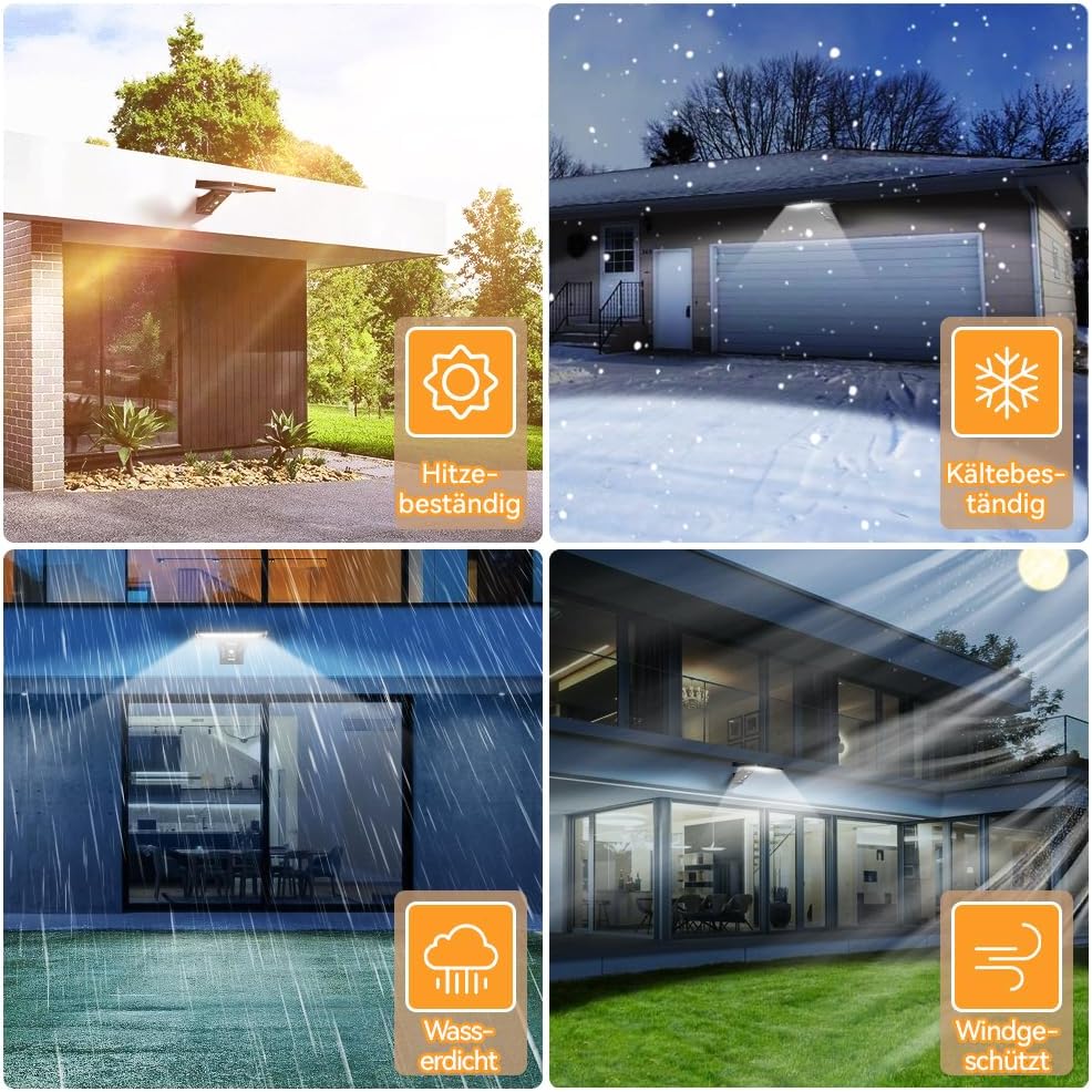 Thumbnail 5 de JESLED Solarlampen für außen mit Bewegungsmelder (2 Stück) – 104 LEDs, IP65, 3 Farbtemperaturen