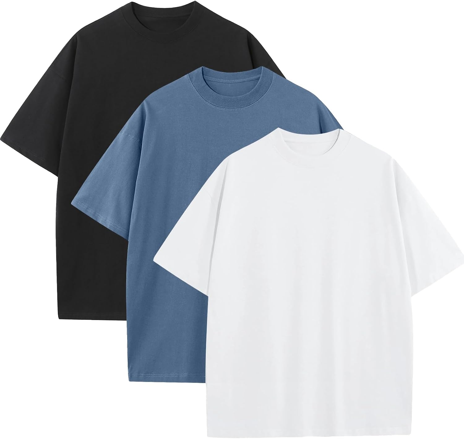 Detalle de SnowElve Oversized Cotton T-Shirt, Heavyweight Crew Neck, Short Sleeve