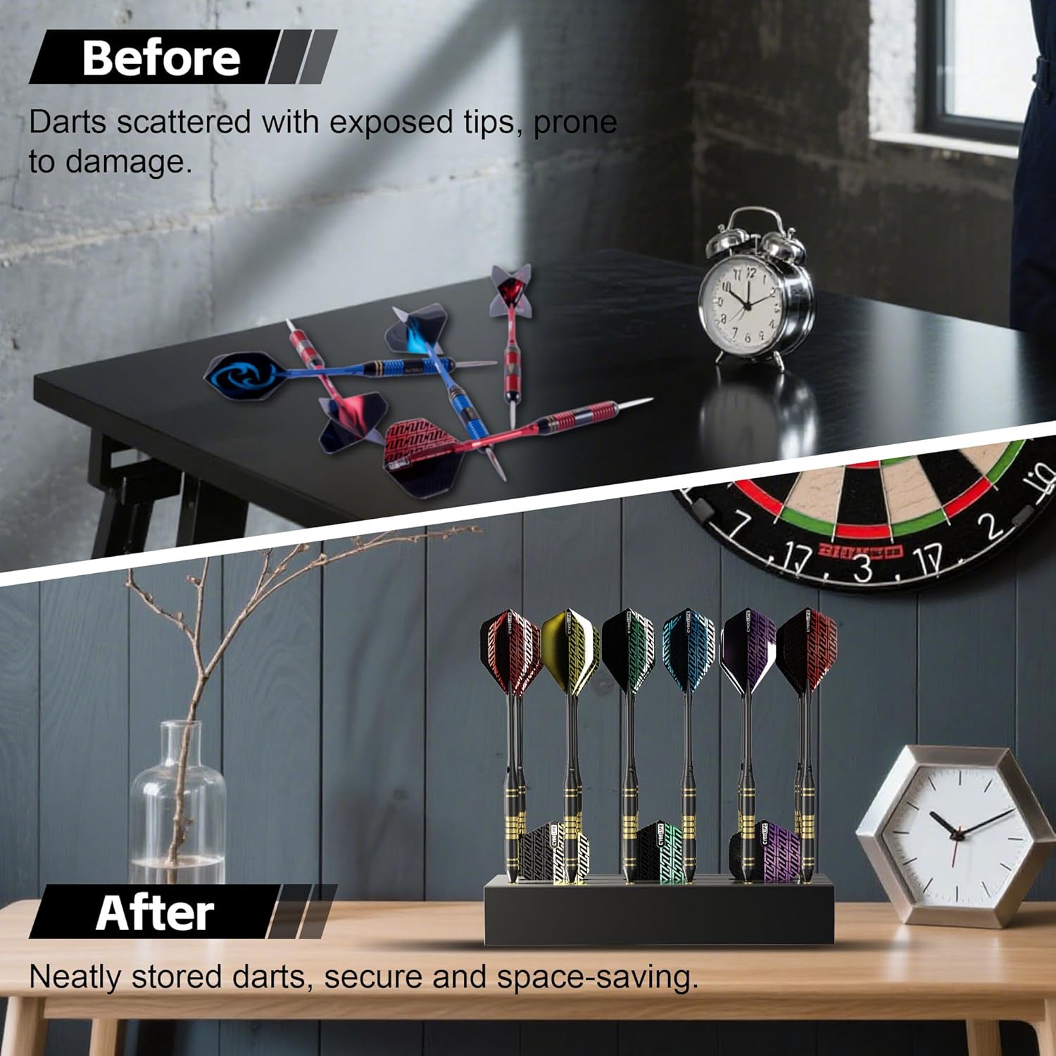 Thumbnail 3 de CyeeLife Dart Stand Wall Mount: Wooden Dart Holder for 12 Darts
