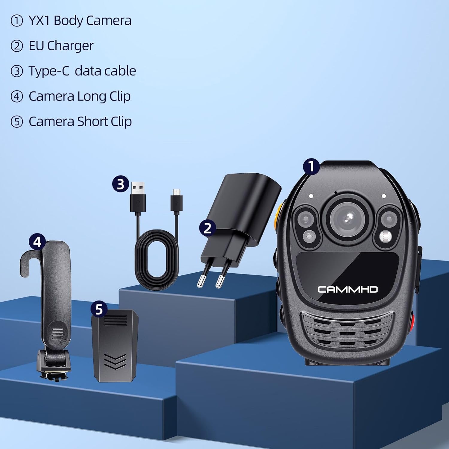 Thumbnail 3 de CAMMHD Body Cam 1440P 256GB con visione notturna a infrarossi e batteria 3500mAh