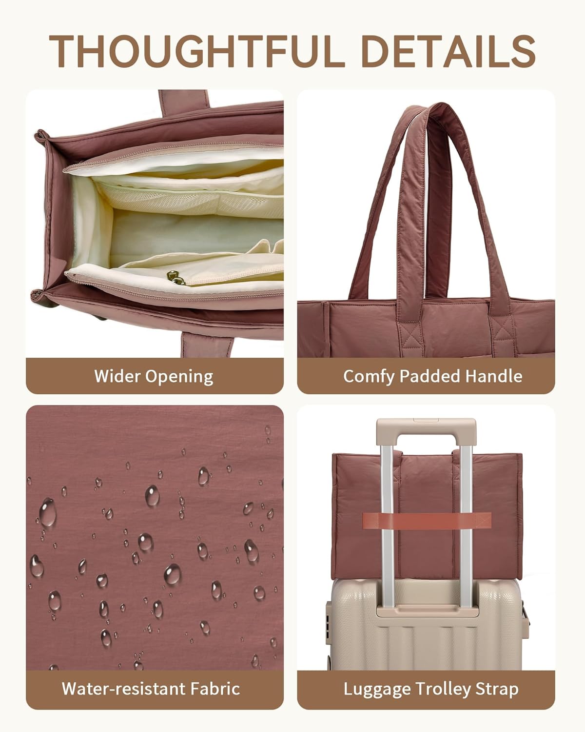 Thumbnail 5 de oscaurt Large Tote Bag Puffy Handbag for Women: 20L, 16 Pockets, Water-Resistant