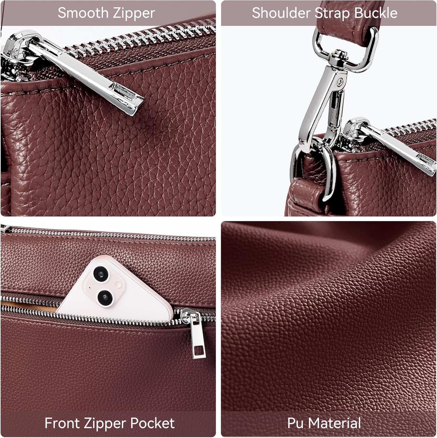 Thumbnail 5 de KALIDI Crossbody Shoulder Bag for Women — Vegan Leather with Adjustable Strap