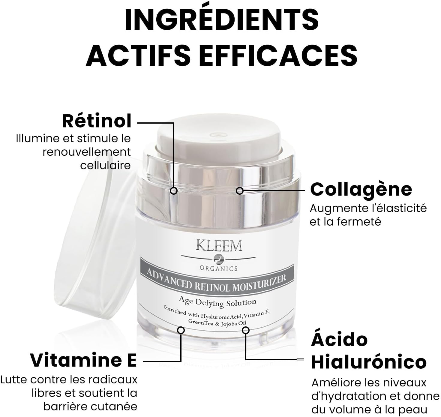 Thumbnail 3 de Kleem Organics Crème Hydratante Visage Nuit Bio au Rétinol et Acide Hyaluronique (50 ml)