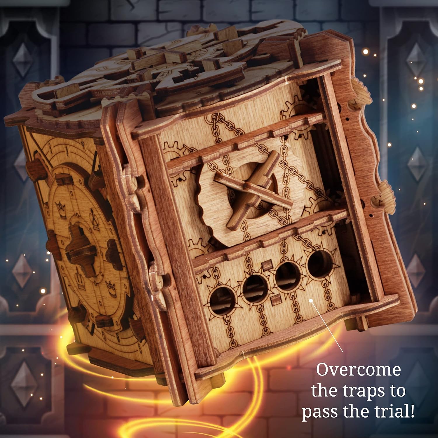 Detalle de iDventure Cluebox: The Trial of Camelot – A 3D wooden puzzle box for 1–2 players
