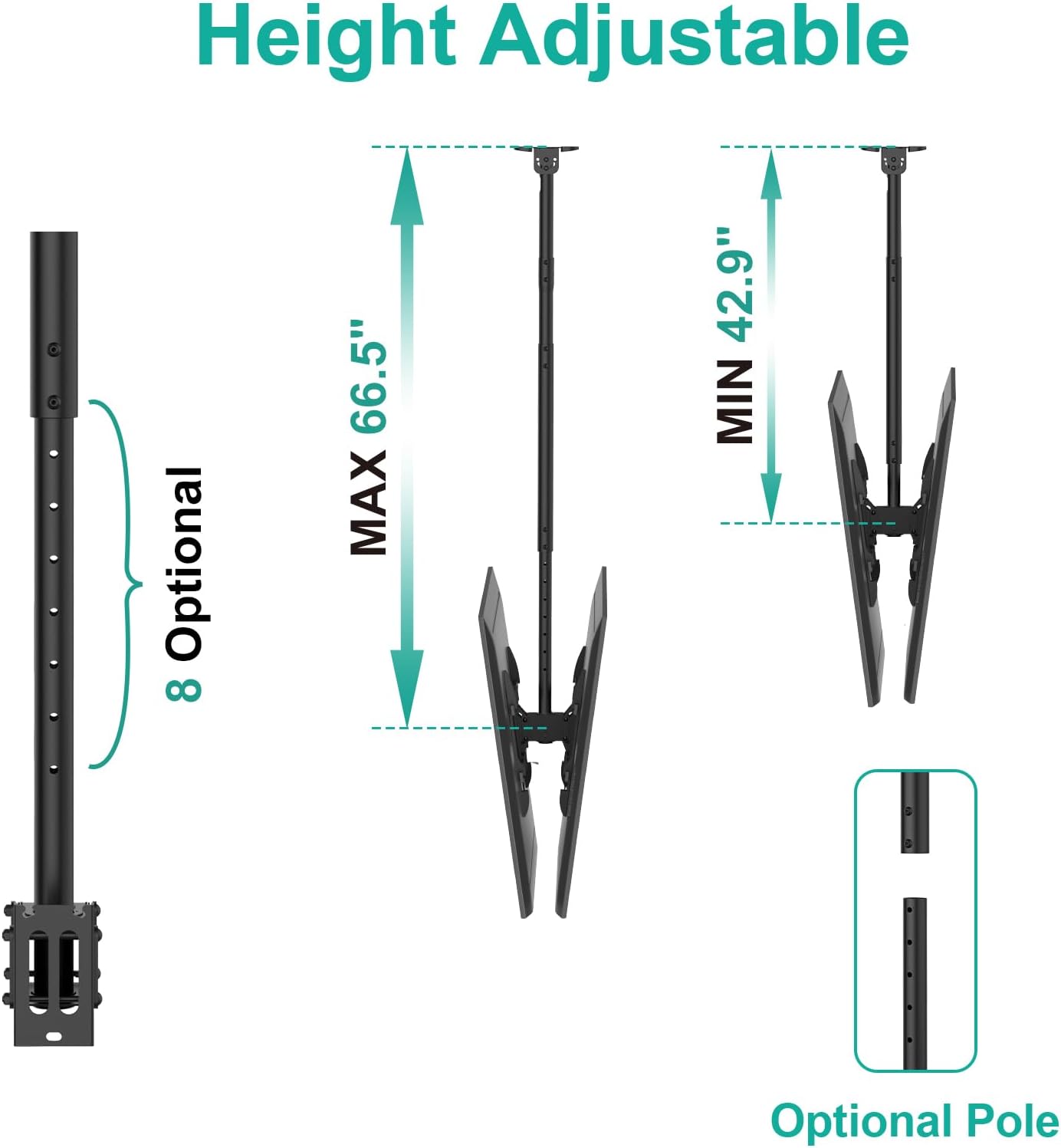 Detalle de WALI Dual Ceiling TV Mount for 43–86-Inch TVs