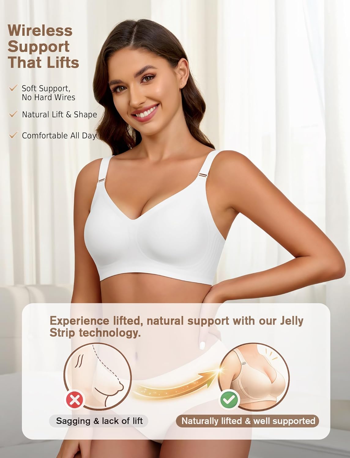 Detalle de BH Damen Ohne Bügel Push Up Gepolstert – Nahtloser Soft T-Shirt-BH, Vollschalenkomfort