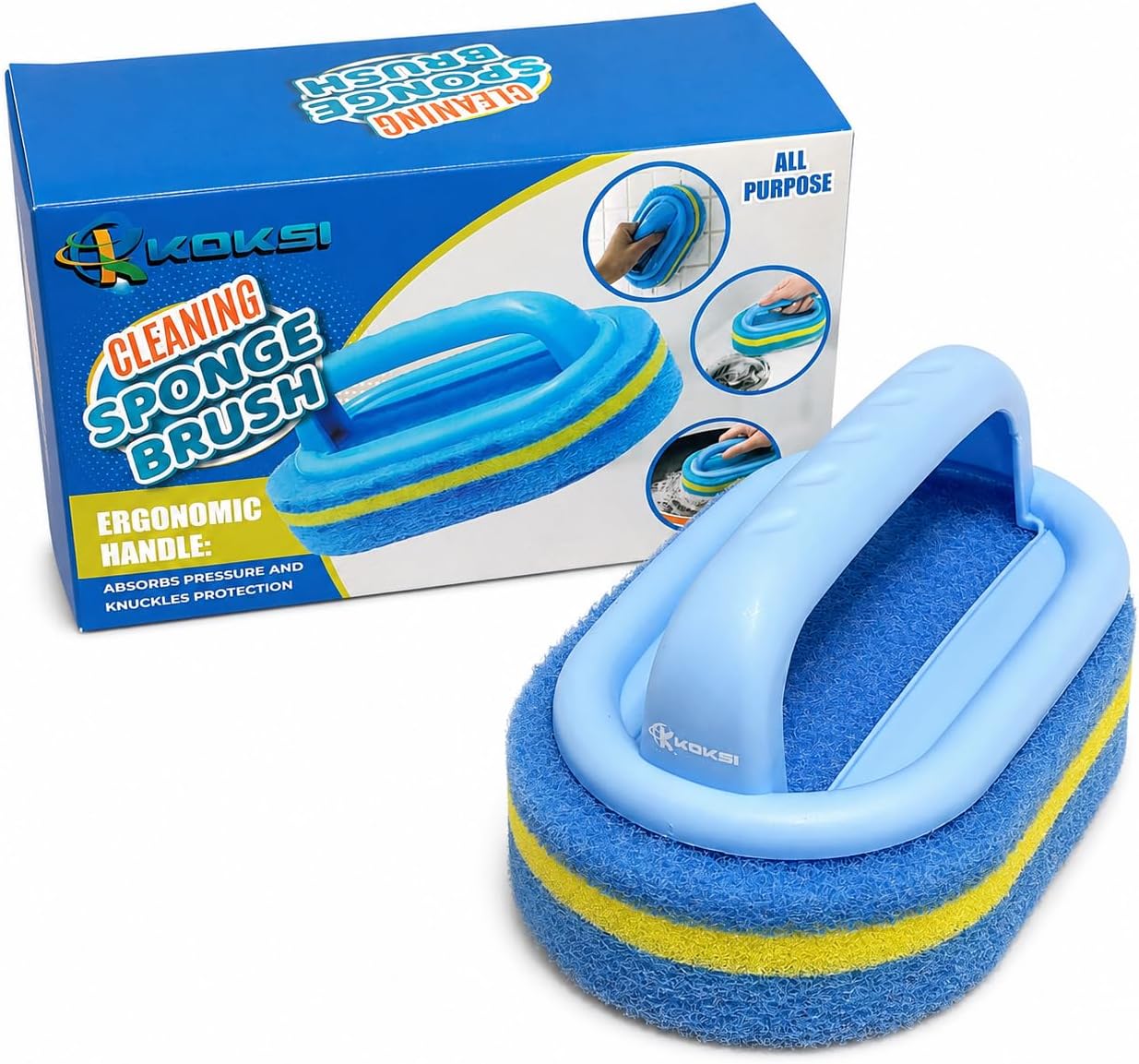 Detalle de KOKSI Cleaning Brush with Ergonomic Handle for Bathroom, Kitchen, Bathtub, Shower & Toilet