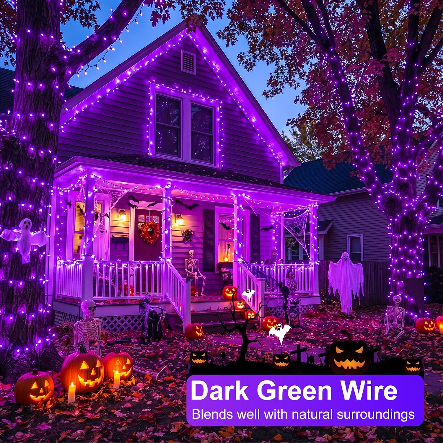 Detalle de Nielfoi Purple Halloween String Lights 100 ft
