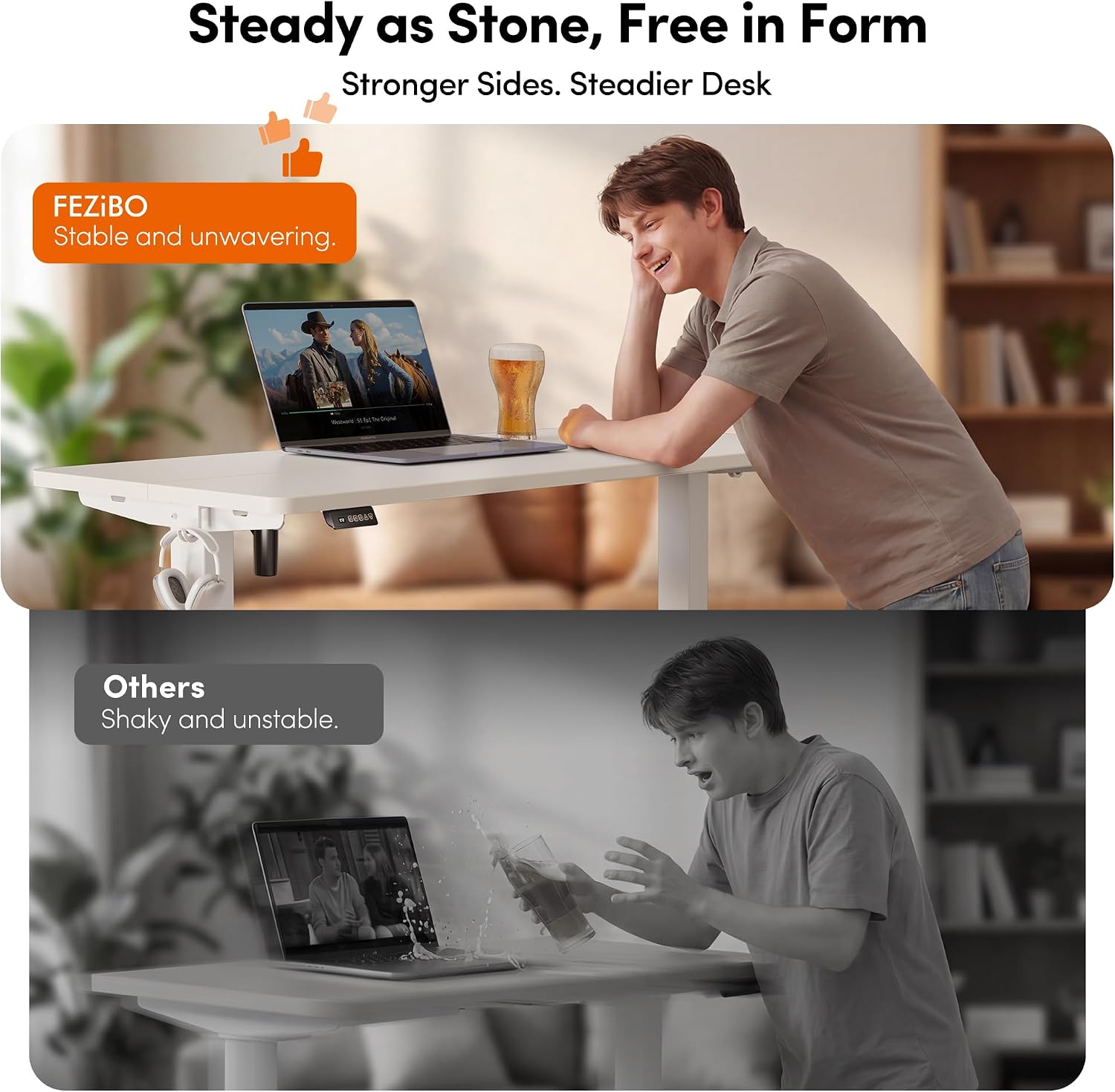 Thumbnail 4 de FEZIBO One INCF-SD0001-120WHI-01 Electric Standing Desk, Moon White, 3 Presets