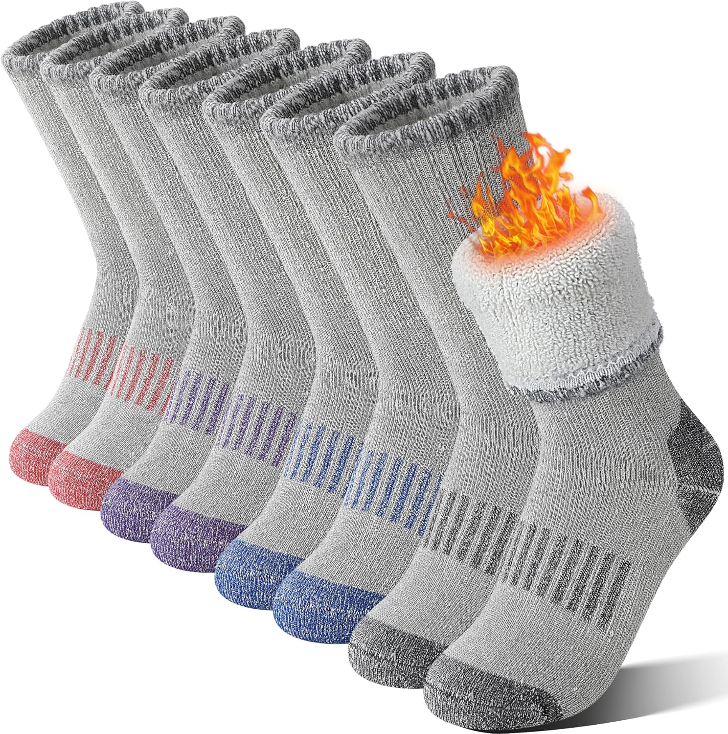 Detalle 2 de Sandsuced Kids Merino Wool Thermal Walking Socks 4 pairs